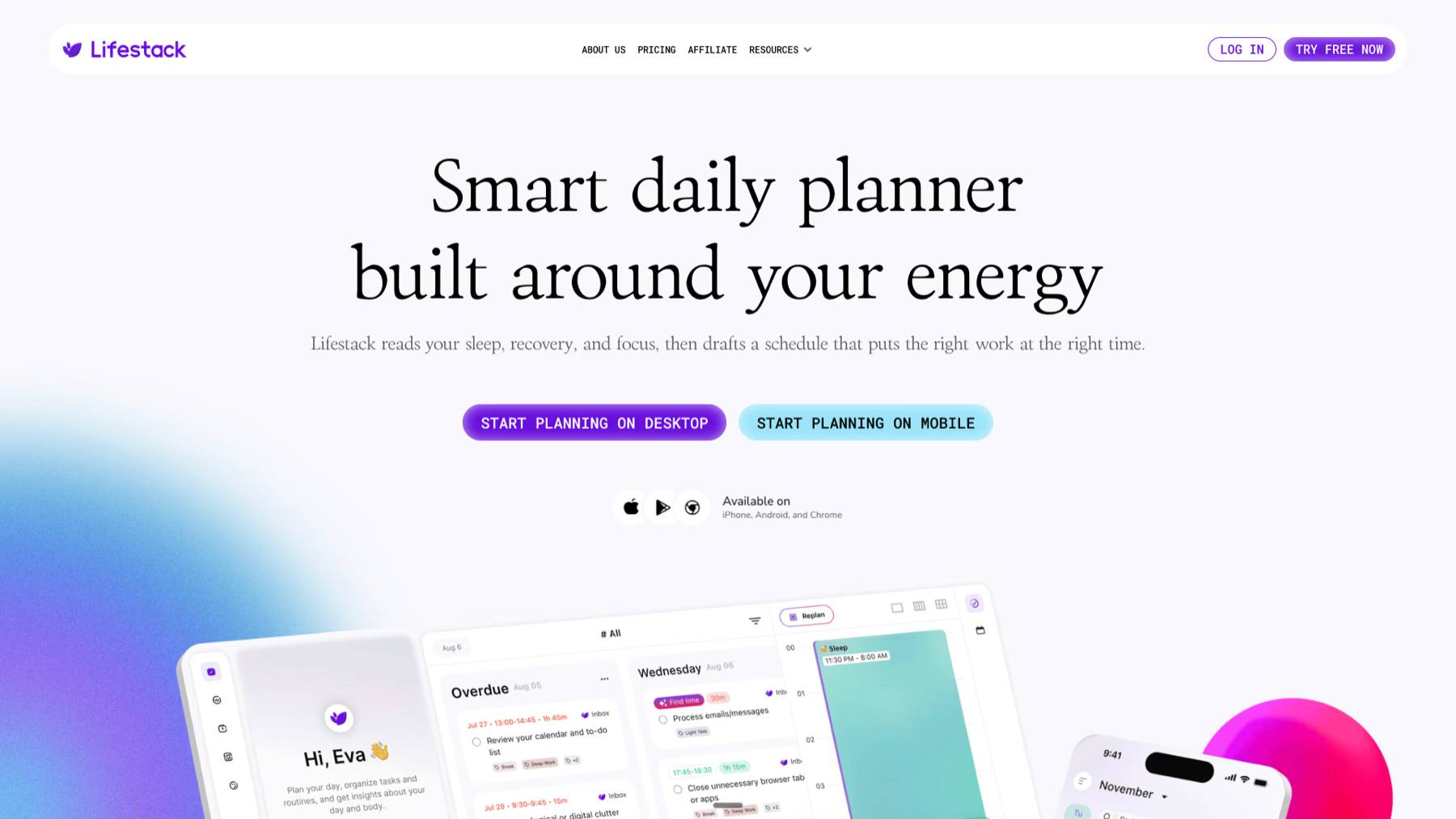 Ứng dụng lập kế hoạch Lifestack AI 