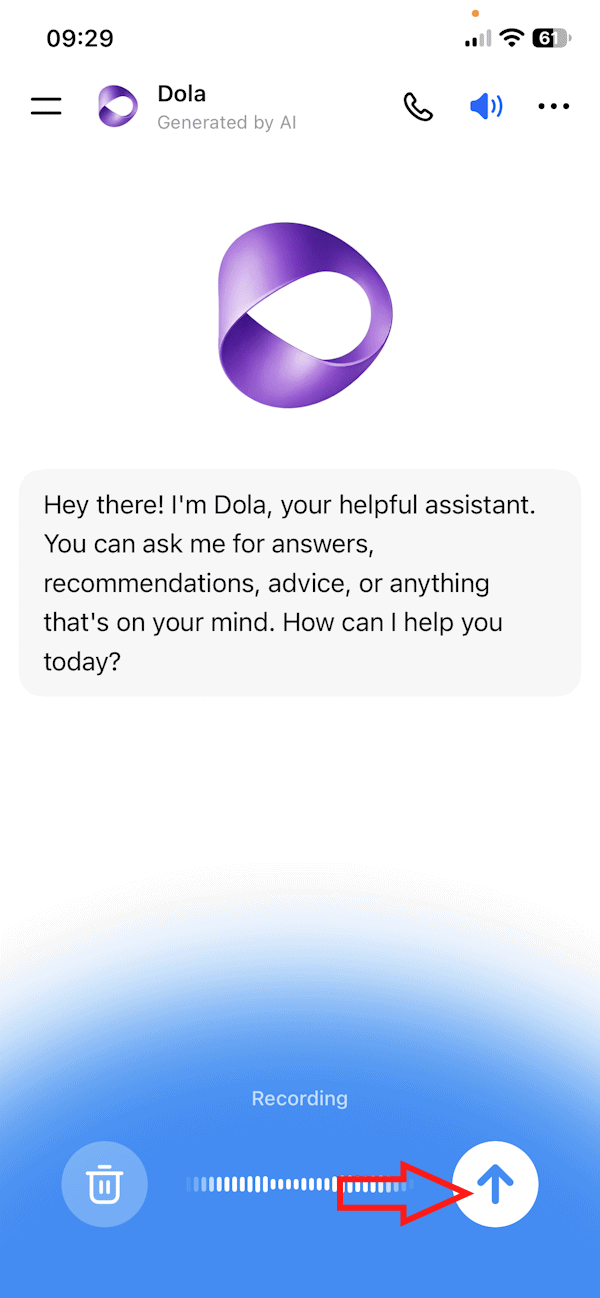 Chat bằng giọng nói trên Dola AI