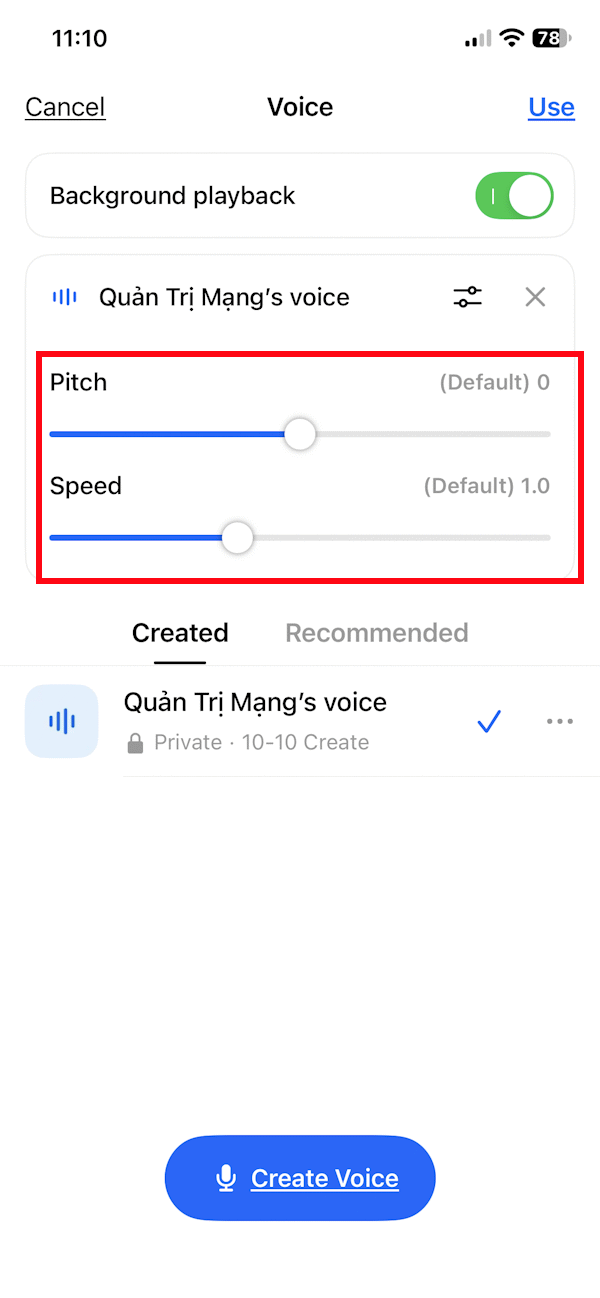 Hiện giọng nói trong Dola AI