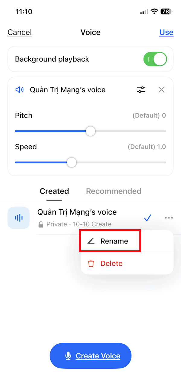 Xóa giọng nói cá nhân trên Dola AI