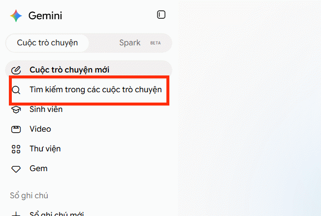 Tìm kiếm cuộc trò chuyện Gemini máy tính
