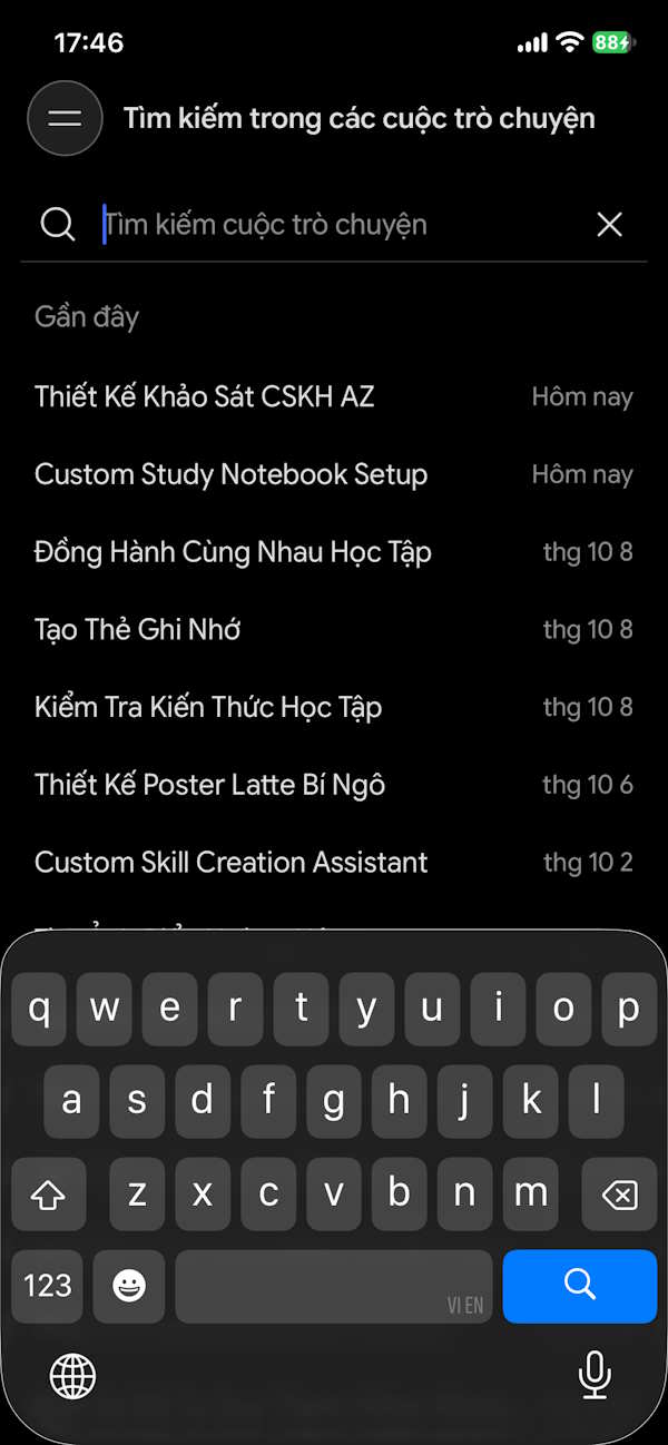 Thanh tìm kiếm tin nhắn