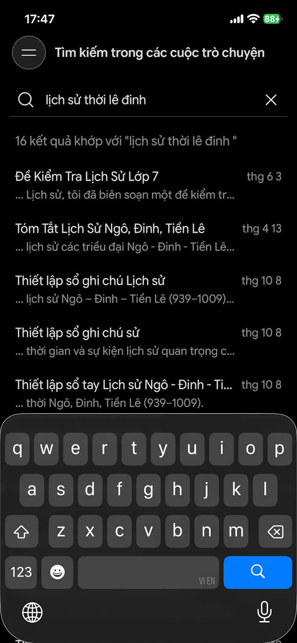 Tìm kiếm trò chuyện trên Gemini