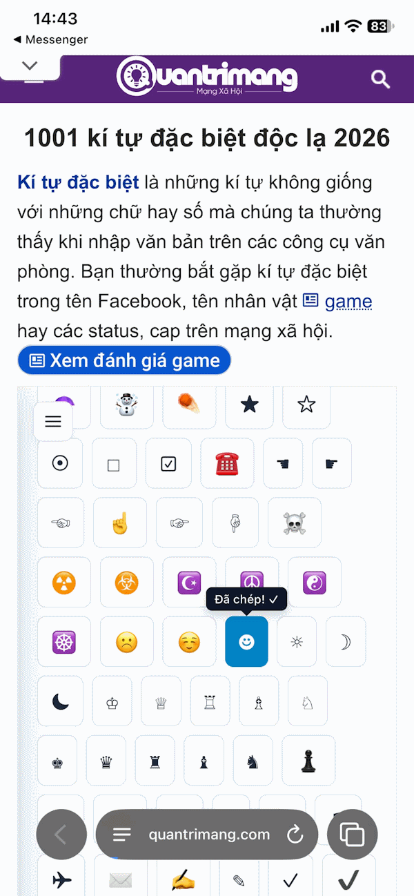 Copy kí tự đặc biệt 