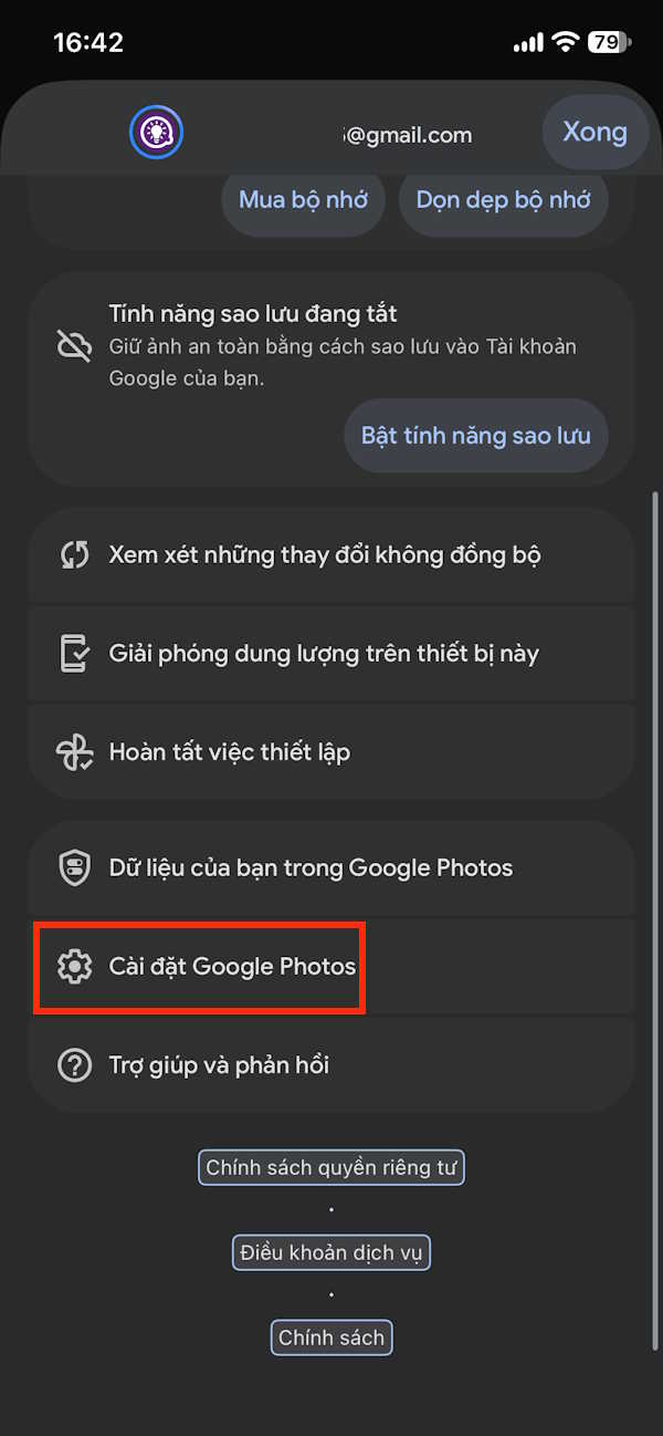 Cài đặt Google Photos