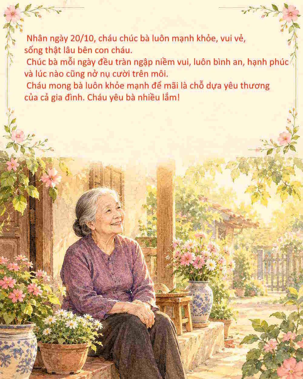 Thiệp chúc mừng ngày 20/10 tặng bà