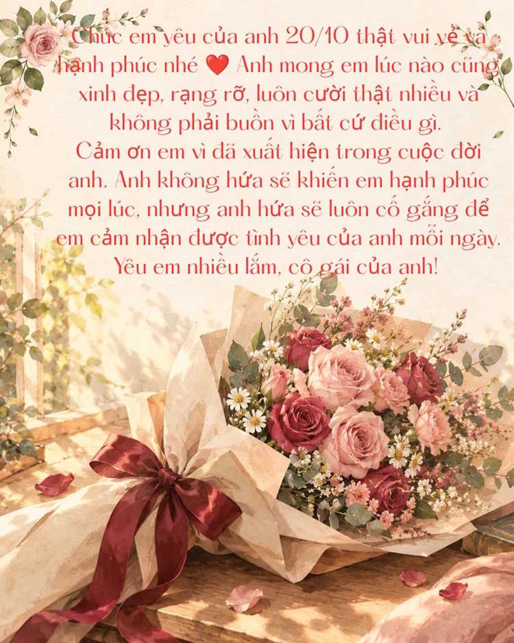 Thiệp chúc mừng 20/10 tặng Vợ, người yêu