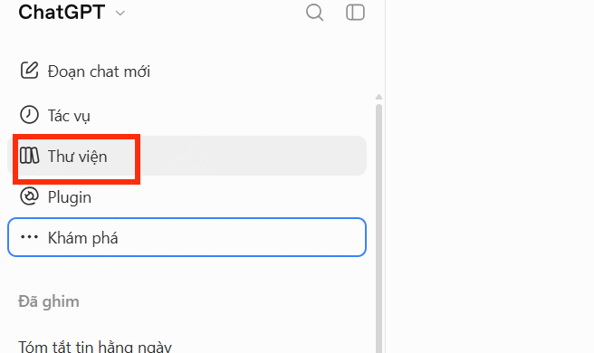 Thư viện lưu trữ trên ChatGPT
