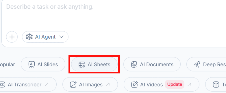 Sử dụng AI Sheets trên NoteGPT