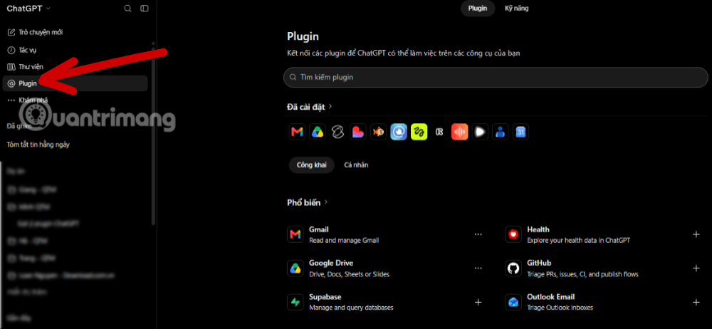 thêm tài khoản google calendar chatgpt