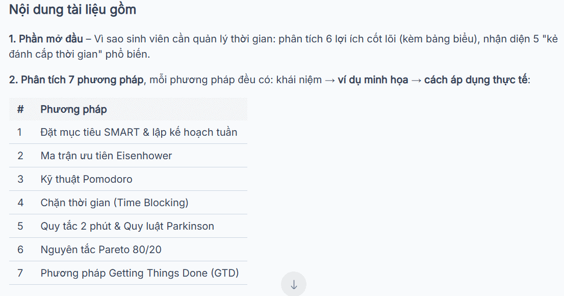 Bố cục tài liệu tạo trên trên NoteGPT