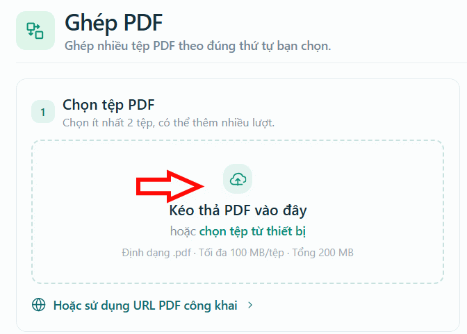 Gộp nhiều file PDF trên PDF MiniTools