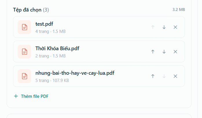 Các file PDF gộp trên PDF MiniTools