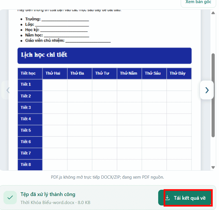 Tải file Word trên PDF MiniTools