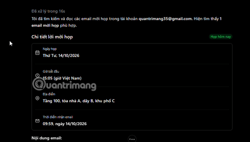 tự động soạn thư trả lời mail họp với chatgpt