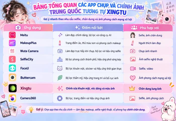 TOP app chụp và chỉnh ảnh Trung Quốc tương tự Xingtu cực ảo diệu