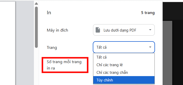 Tùy chỉnh chọn trang in PDF trên trình duyệt Chrome