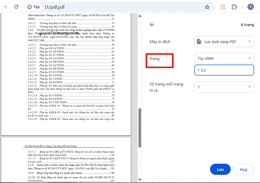 Chia nhỏ file PDF trên trình duyệt Chrome
