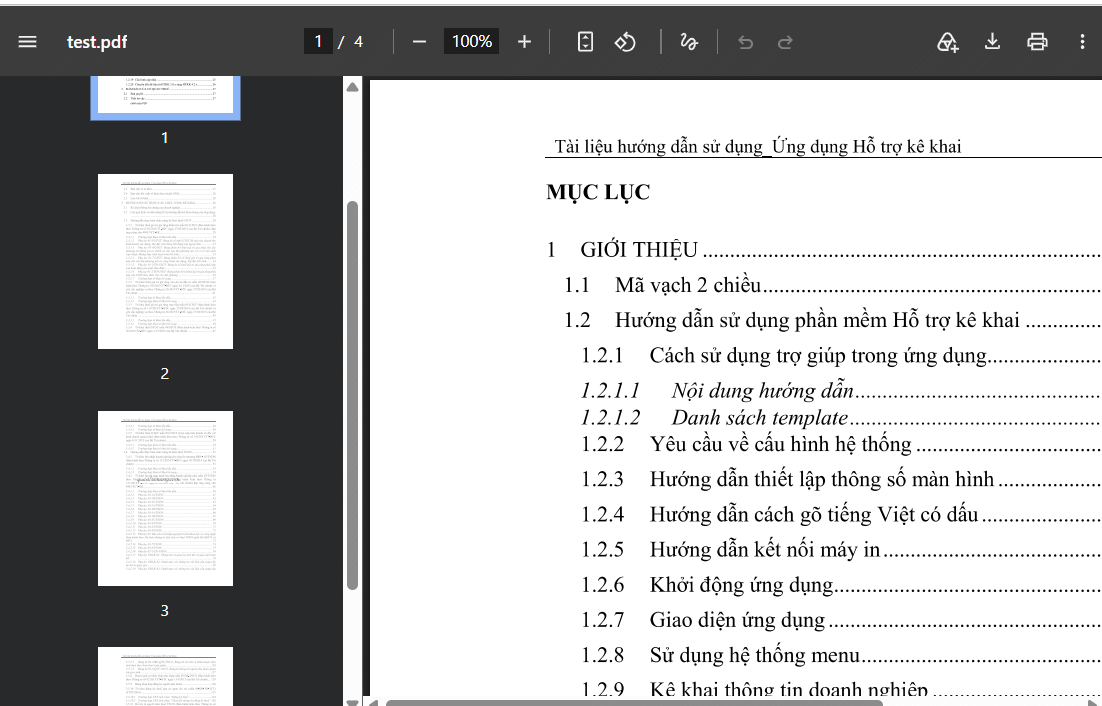 File PDF đã chia nhỏ trên trình duyệt Chrome