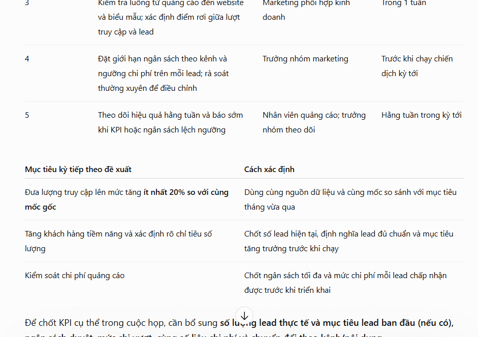 Lên nội dung họp tổng kết và đánh giá