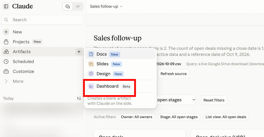 Truy cập Claude Dashboards
