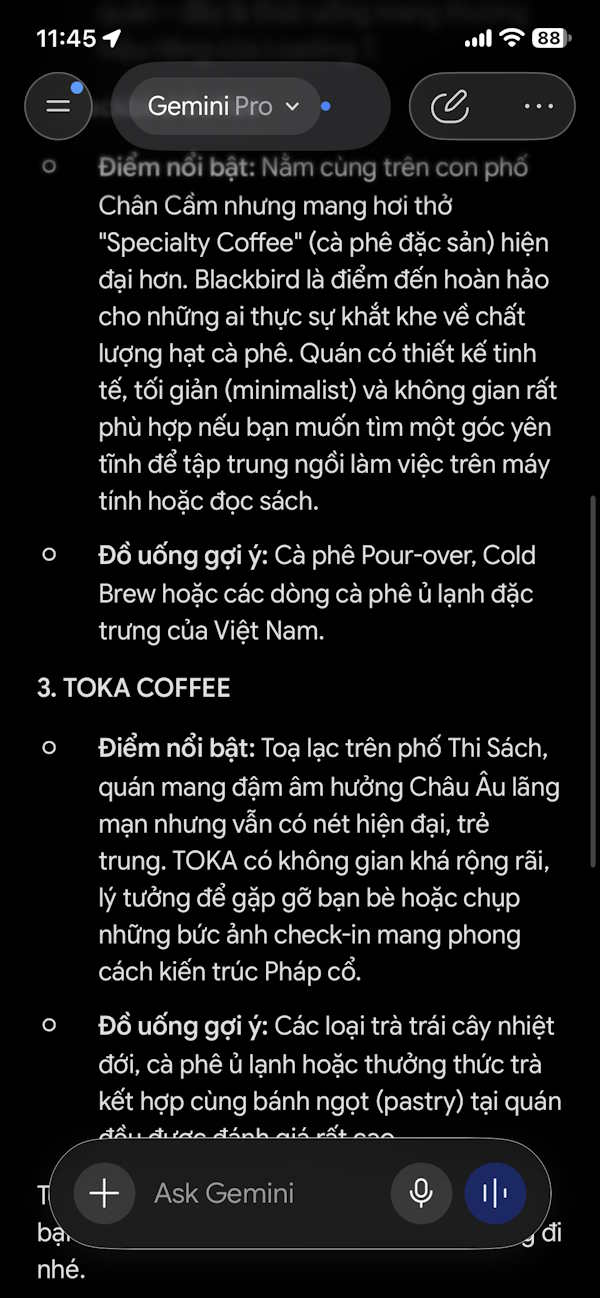 Nội dung thông tin địa điểm