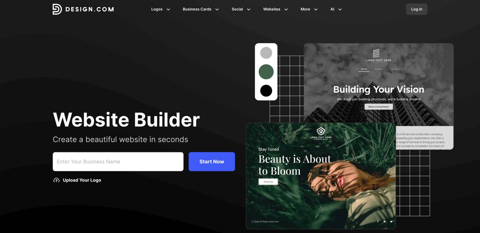Công cụ xây dựng trang web bằng AI của Design.com