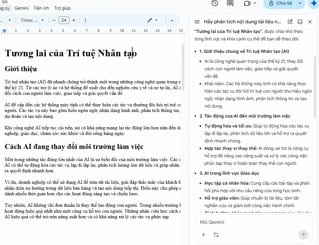 Chia nhỏ dự án bằng Gemini với Google Docs