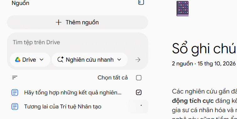 Lấy nguồn tài liệu NotebookLM từ Gemini