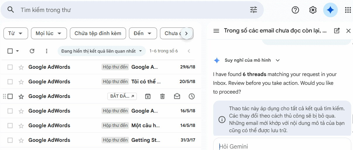 Gemini rà soát email 