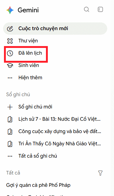 Lên lịch Gmail với Gemini