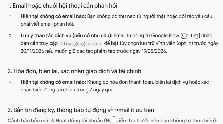Tổng hợp phân loại Gmail với Gemini