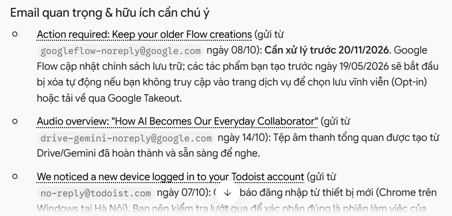 Lọc email rác, quan trọng Gmail với Gemini