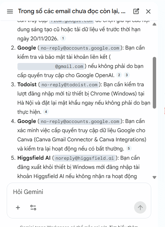Gemini rà soát email 