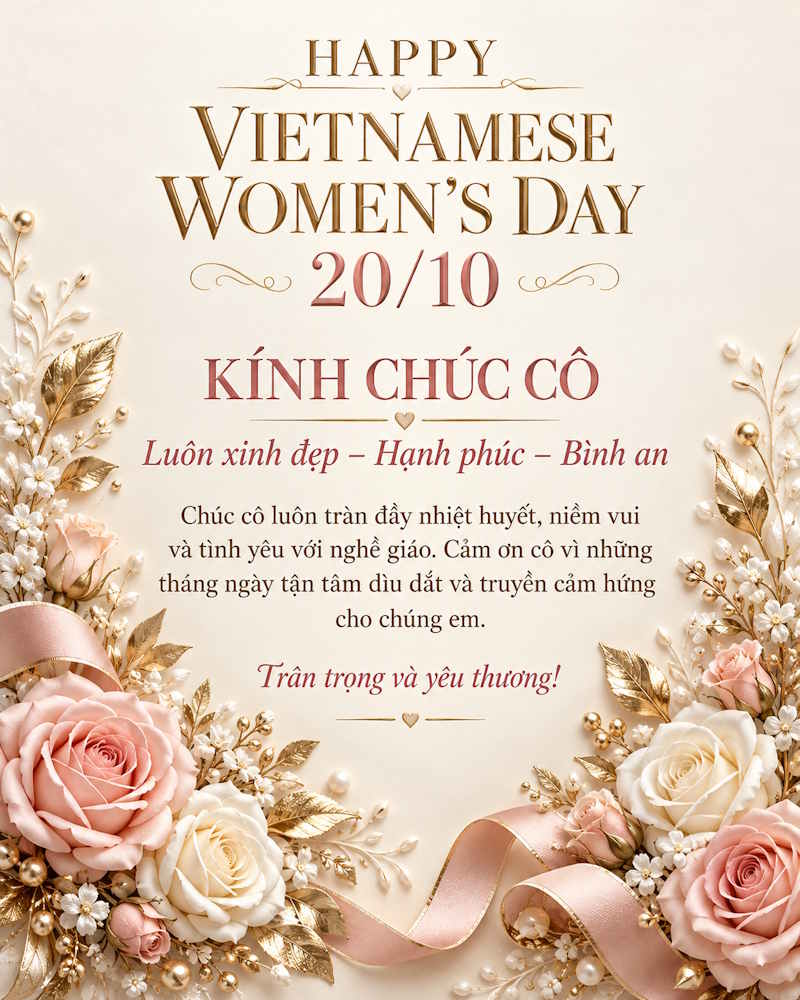 Thiệp 3D sang trọng, hiện đại tặng cô giáo 20/10