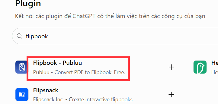 Tìm ứng dụng plugin trên ChatGPT