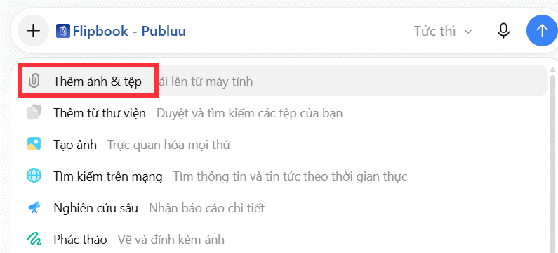 Tải file lên Flipbook trên ChatGPT