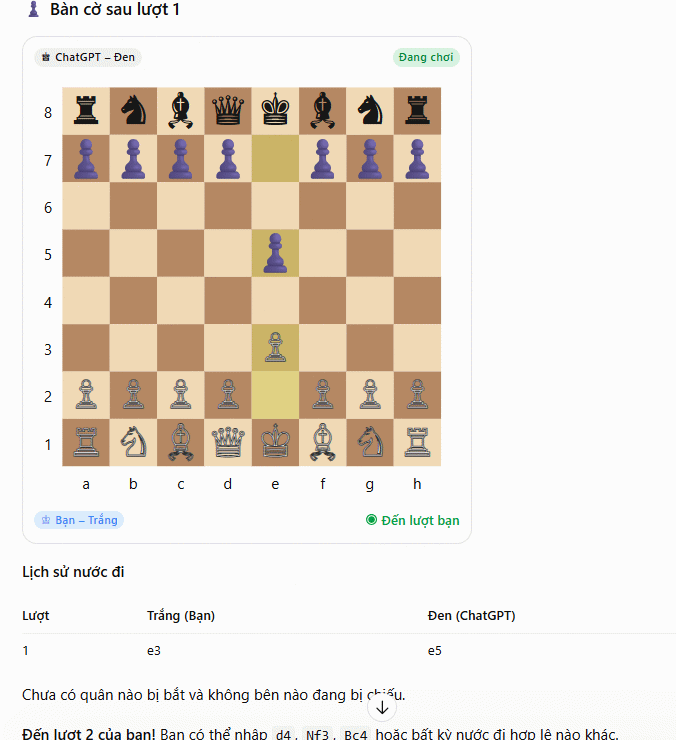 ChatGPT tạo game cờ vua