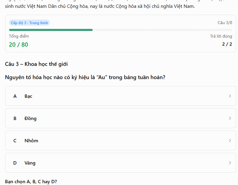 Game A Levelled Trivia Quiz