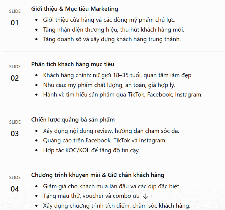 Triển khai ý tưởng slide trên ChatGPT