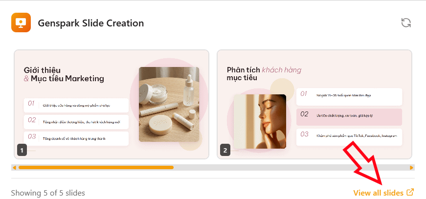 Slide tạo trên Genspark