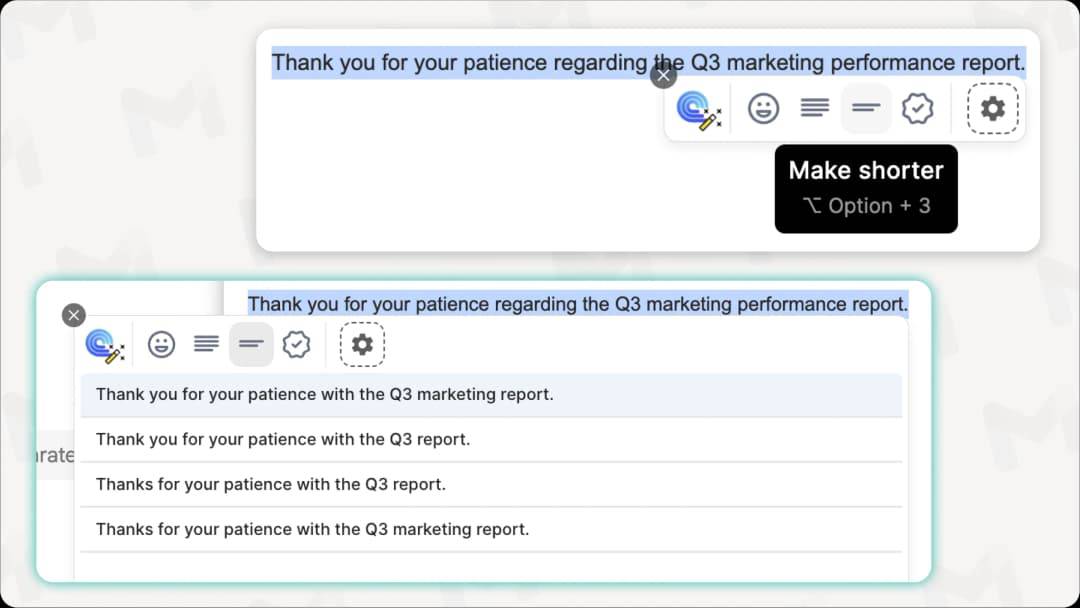 Compose AI trong Gmail cung cấp các tùy chọn phản hồi nhanh và diễn đạt lại câu