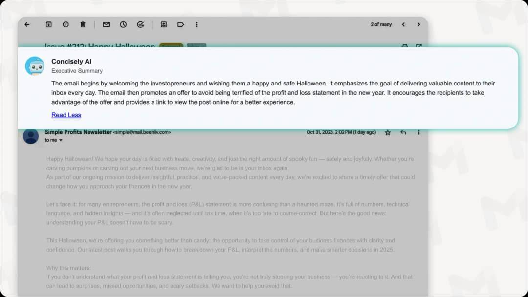 Concisely tóm tắt một chuỗi email dài trong Gmail thành một bản tổng quan ngắn gọn