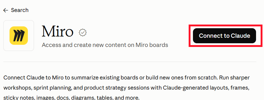 Miro Connect to Claude