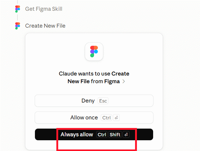 Đồng ý Claude tạo file mới trên Figma