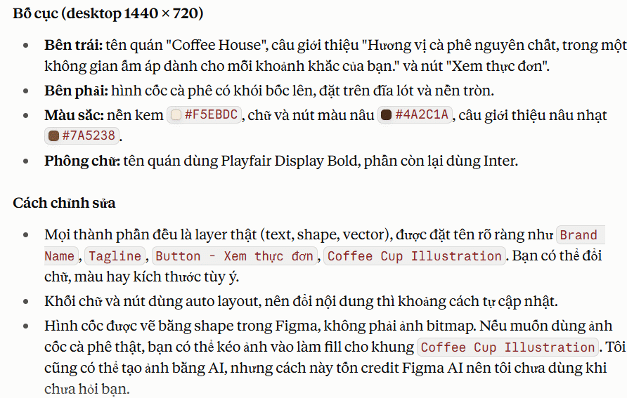 Nội dung giao diện web thiết kế từ Figma trên Claude