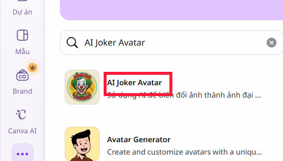 AI Joker Avatar trên Canva