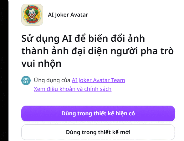 Dùng AI Joker Avatar trên Canva