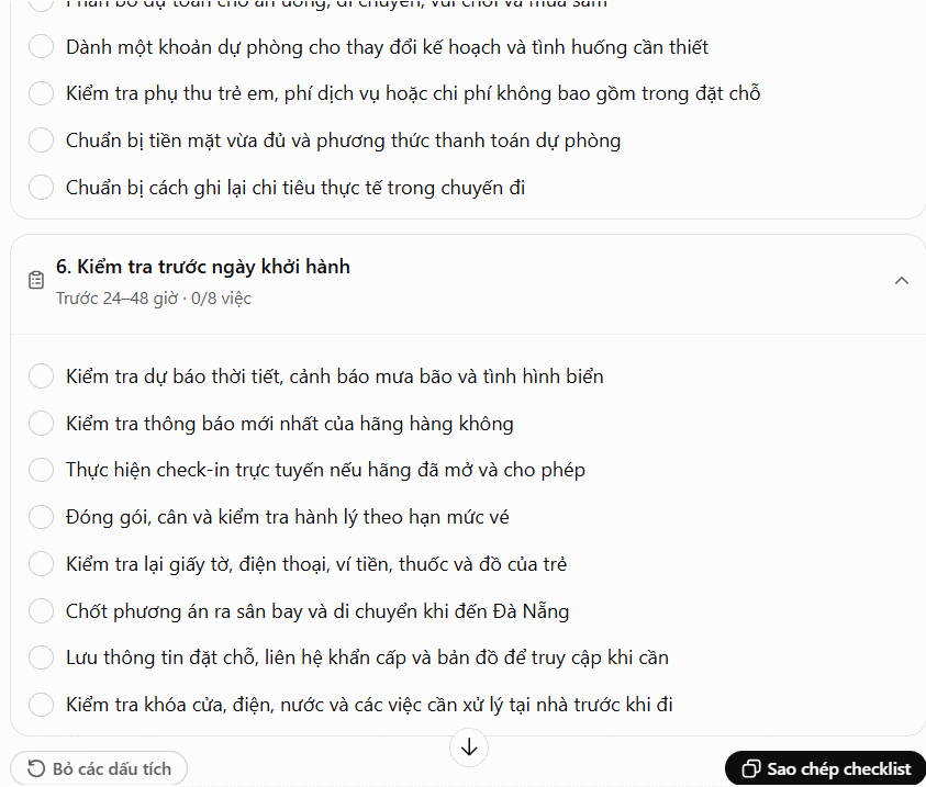 Tạo checklist công việc tạm thời bằng ChatGPT