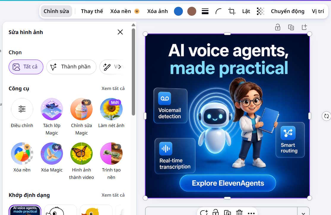 Chỉnh sửa ảnh quảng cáo trên Canva Grow